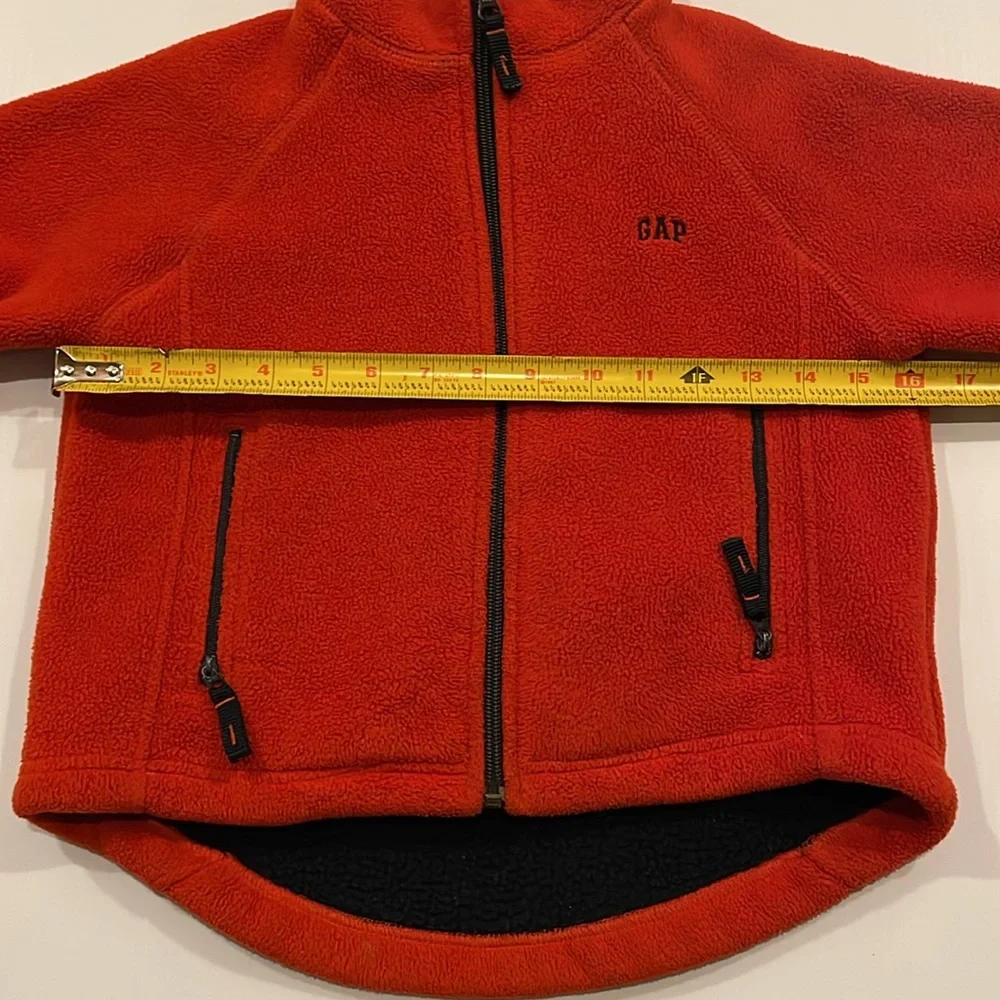 GAP kids mock neck, full zip orange & blue heavy fleece jacket. Boys size XS
